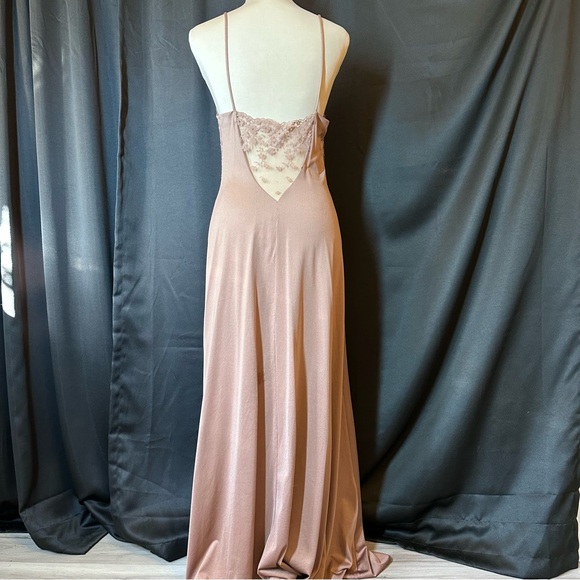 Vtg Blanche by Ralph Montenero Mocha Brown Nylon Full Length Gown Negligée Sz M - Picture 5 of 12
